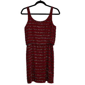 Romeo & Juliet Couture Women's Beaded Mini Dress Size S Dark Red Silver $270 NWT